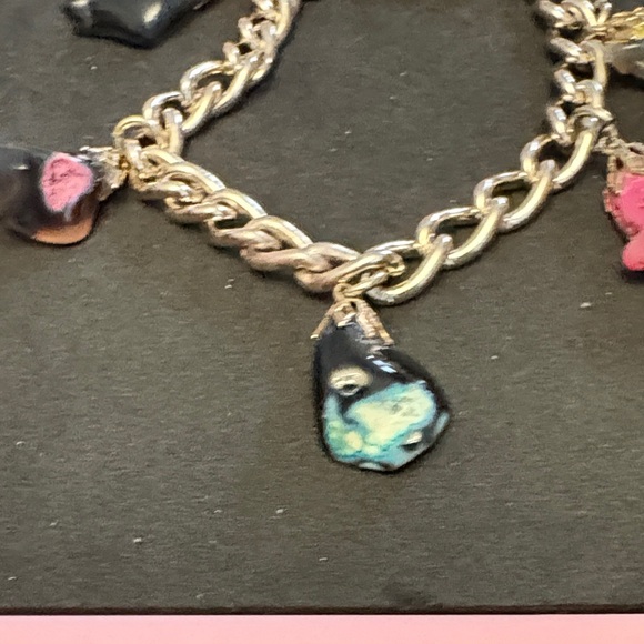 Chic Silver Plated Multicolour Stones Charm Bracelet From Germany - Picture 3 of 9